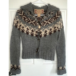 NEW Vintage 90s Abercrombie & Fitch 100% Wool Fairisle Cardigan Sweater Sz S Y2K